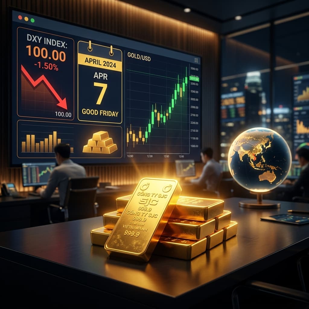 Giá Vàng Sáng 03/04/2026: XAU/USD $4.673 Hồi Phục Nhẹ — Thị Trường Mỹ Đóng Cửa Good Friday — ảnh minh họa